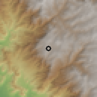 Shaded relief of the 60 km around Carabamba, drawn from the GMTED2010 grid