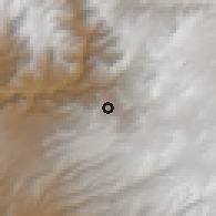 Shaded relief of the 59 km around Carumas, drawn from the GMTED2010 grid