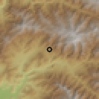 Shaded relief of the 60 km around Cascas, drawn from the GMTED2010 grid