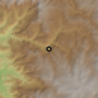 Shaded relief of the 60 km around Catache, drawn from the GMTED2010 grid