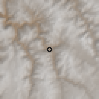 Shaded relief of the 59 km around Acos, drawn from the GMTED2010 grid