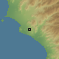 Shaded relief of the 60 km around Ccochaccasa, drawn from the GMTED2010 grid