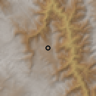 Shaded relief of the 60 km around Celendín, drawn from the GMTED2010 grid