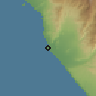 Shaded relief of the 60 km around Cerro Azul, drawn from the GMTED2010 grid