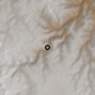 Shaded relief of the 60 km around Chacayan, drawn from the GMTED2010 grid