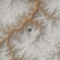 Shaded relief of the 59 km around Chacoche, drawn from the GMTED2010 grid