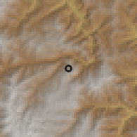 Shaded relief of the 60 km around Chaglla, drawn from the GMTED2010 grid