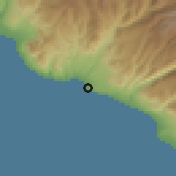 Shaded relief of the 59 km around Chala, drawn from the GMTED2010 grid