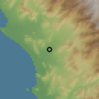 Shaded relief of the 60 km around Chao, drawn from the GMTED2010 grid