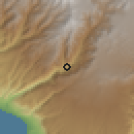 Shaded relief of the 59 km around Chaparra, drawn from the GMTED2010 grid