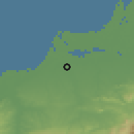 Shaded relief of the 60 km around Aguas Verdes, drawn from the GMTED2010 grid