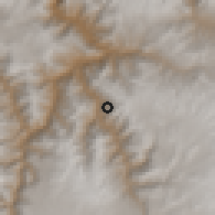 Shaded relief of the 59 km around Chiara, drawn from the GMTED2010 grid
