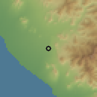 Shaded relief of the 60 km around Chicama, drawn from the GMTED2010 grid