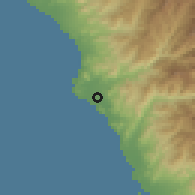 Shaded relief of the 60 km around Chilca, drawn from the GMTED2010 grid