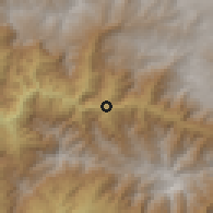 Shaded relief of the 60 km around Chilete, drawn from the GMTED2010 grid