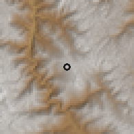 Shaded relief of the 60 km around Chillia, drawn from the GMTED2010 grid