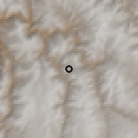 Shaded relief of the 59 km around Accha, drawn from the GMTED2010 grid