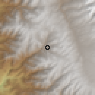 Shaded relief of the 60 km around Aija, drawn from the GMTED2010 grid