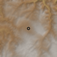 Shaded relief of the 60 km around Chota, drawn from the GMTED2010 grid