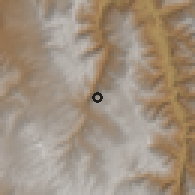 Shaded relief of the 60 km around Chugay, drawn from the GMTED2010 grid