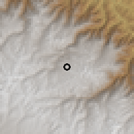 Shaded relief of the 59 km around Coasa, drawn from the GMTED2010 grid