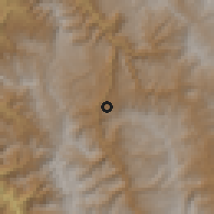 Shaded relief of the 60 km around Colcamar, drawn from the GMTED2010 grid