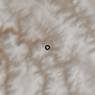 Shaded relief of the 59 km around Colcha, drawn from the GMTED2010 grid
