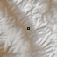 Shaded relief of the 60 km around Comandante Noel, drawn from the GMTED2010 grid