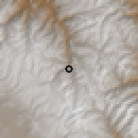 Shaded relief of the 60 km around Comas, drawn from the GMTED2010 grid