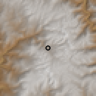 Shaded relief of the 60 km around Conchucos, drawn from the GMTED2010 grid