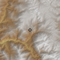 Shaded relief of the 60 km around Corongo, drawn from the GMTED2010 grid