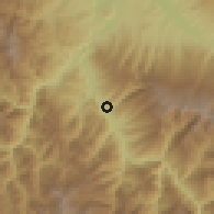 Shaded relief of the 60 km around Cumba, drawn from the GMTED2010 grid