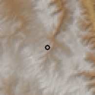 Shaded relief of the 60 km around Curgos, drawn from the GMTED2010 grid