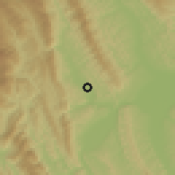 Shaded relief of the 60 km around El Eslabon, drawn from the GMTED2010 grid