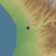 Shaded relief of the 60 km around Alto Laran, drawn from the GMTED2010 grid