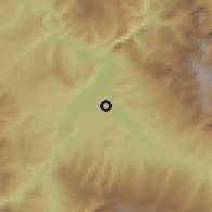 Shaded relief of the 60 km around El Milagro, drawn from the GMTED2010 grid