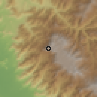 Shaded relief of the 60 km around Frias, drawn from the GMTED2010 grid