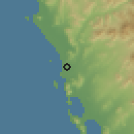 Shaded relief of the 60 km around Guadalupito, drawn from the GMTED2010 grid