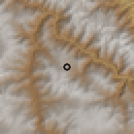 Shaded relief of the 60 km around Huaccana, drawn from the GMTED2010 grid