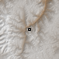Shaded relief of the 60 km around Huachis, drawn from the GMTED2010 grid