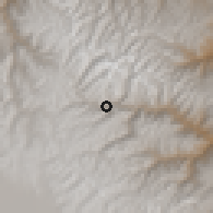 Shaded relief of the 60 km around Huachon, drawn from the GMTED2010 grid