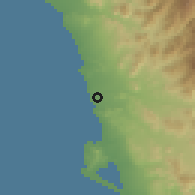 Shaded relief of the 60 km around Hualmay, drawn from the GMTED2010 grid