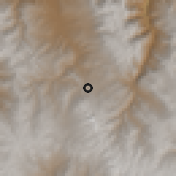 Shaded relief of the 60 km around Huamachuco, drawn from the GMTED2010 grid