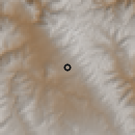 Shaded relief of the 60 km around Huamanguilla, drawn from the GMTED2010 grid