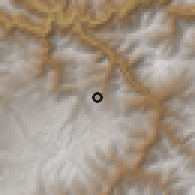 Shaded relief of the 59 km around Huancarama, drawn from the GMTED2010 grid