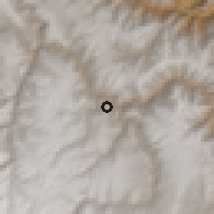 Shaded relief of the 60 km around Huando, drawn from the GMTED2010 grid