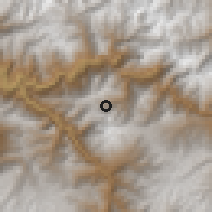 Shaded relief of the 60 km around Huanipaca, drawn from the GMTED2010 grid