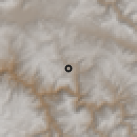 Shaded relief of the 59 km around Huanoquite, drawn from the GMTED2010 grid