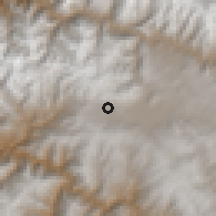 Shaded relief of the 60 km around Ancahuasi, drawn from the GMTED2010 grid