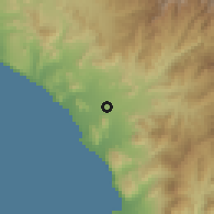 Shaded relief of the 60 km around Huaral, drawn from the GMTED2010 grid